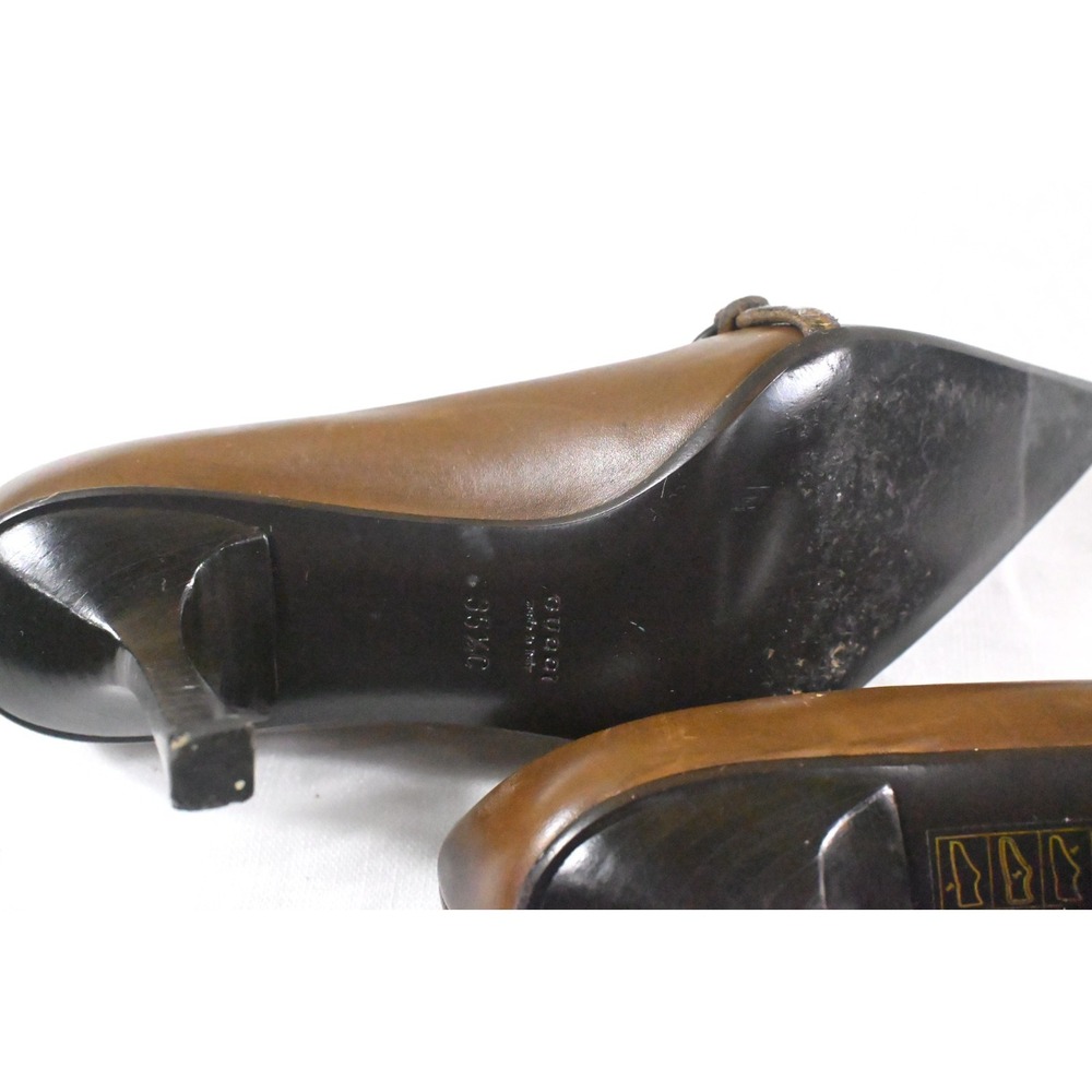 Gucci Vintage Horsebit Pumps Pointed Toe Stiletto Heels Leather Brown 35.5C US 5 - Picture 10 of 13